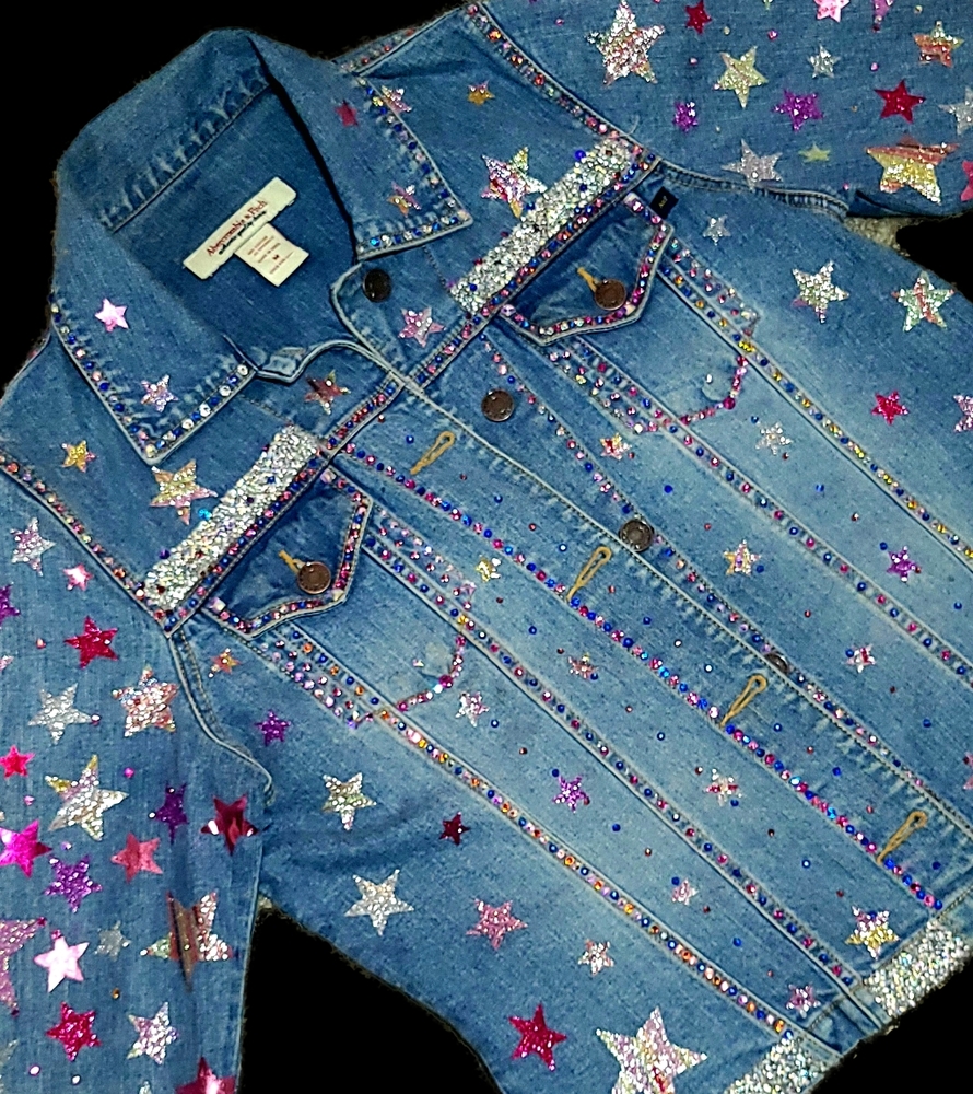 Embellished Jacket Abromcombre & Fitch with Vynil shimmer/ foil hand cut stars